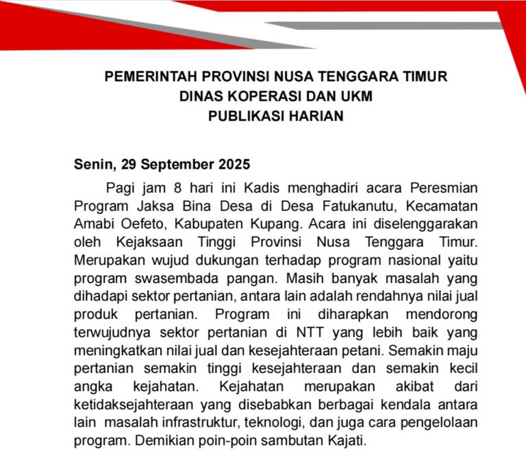 Publikasi Harian - Senin, 29 September 2025