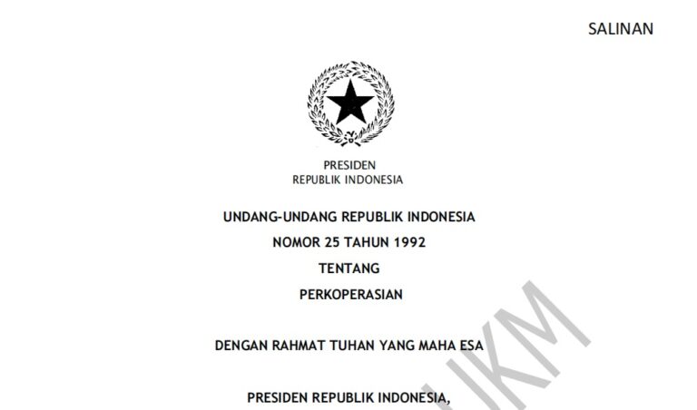 UU RI No. 25 Tahun 1992